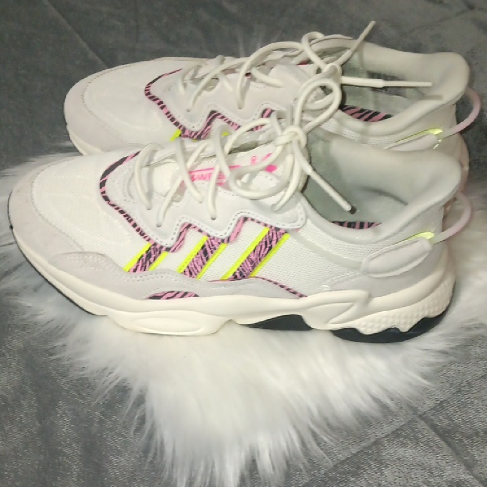 Adidas Beige and Pink Chunky Sole Sneakers